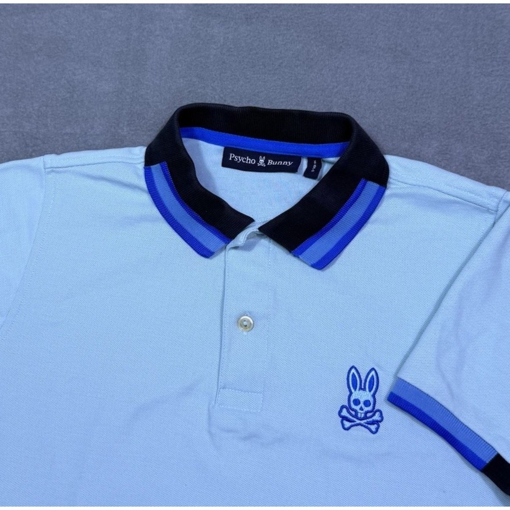 Psycho Bunny Polo Shirt Youth L 14-16 Light Blue Pima Cotton Pique Normcore